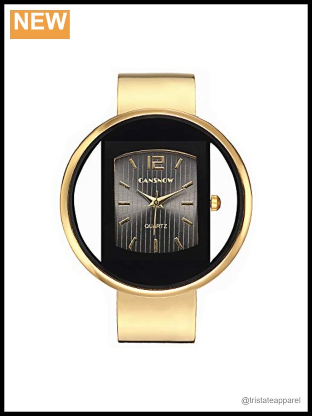 Women Creative Cuff Bangle Bracelet Analog Quartz Wrist Watch